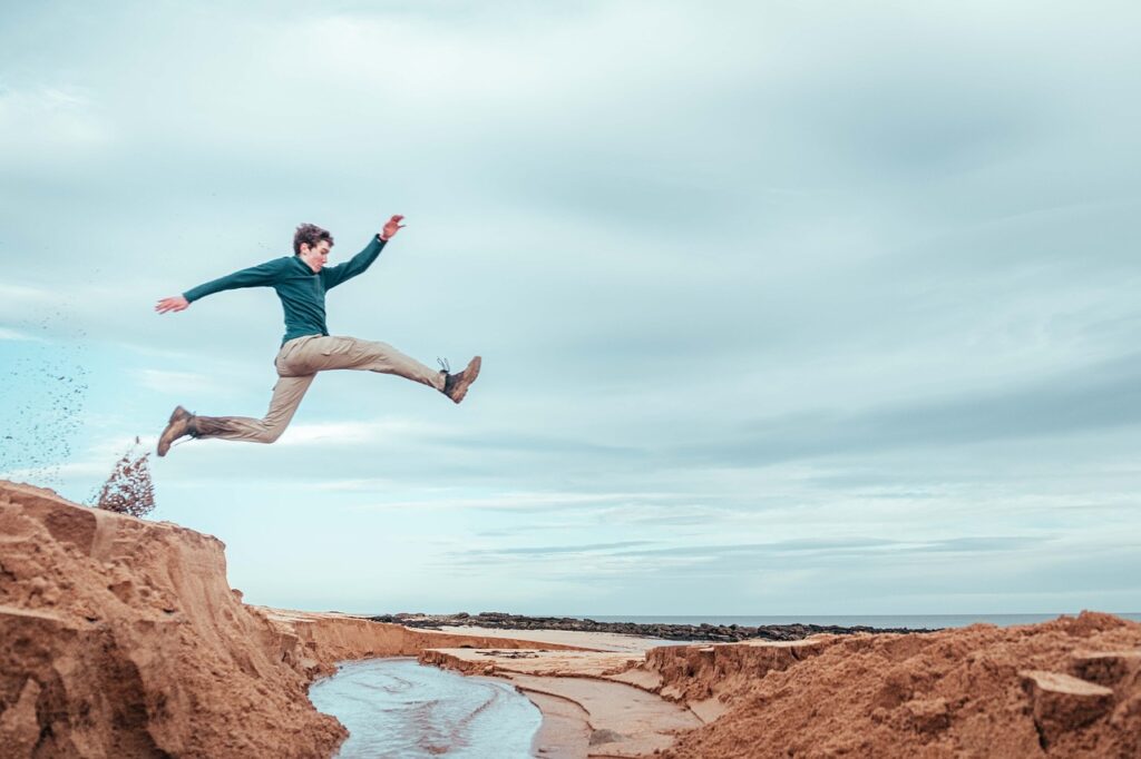 man, jumping, freedom
